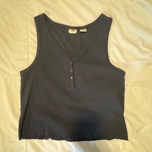 Levi's Black Buttoned Tank Top